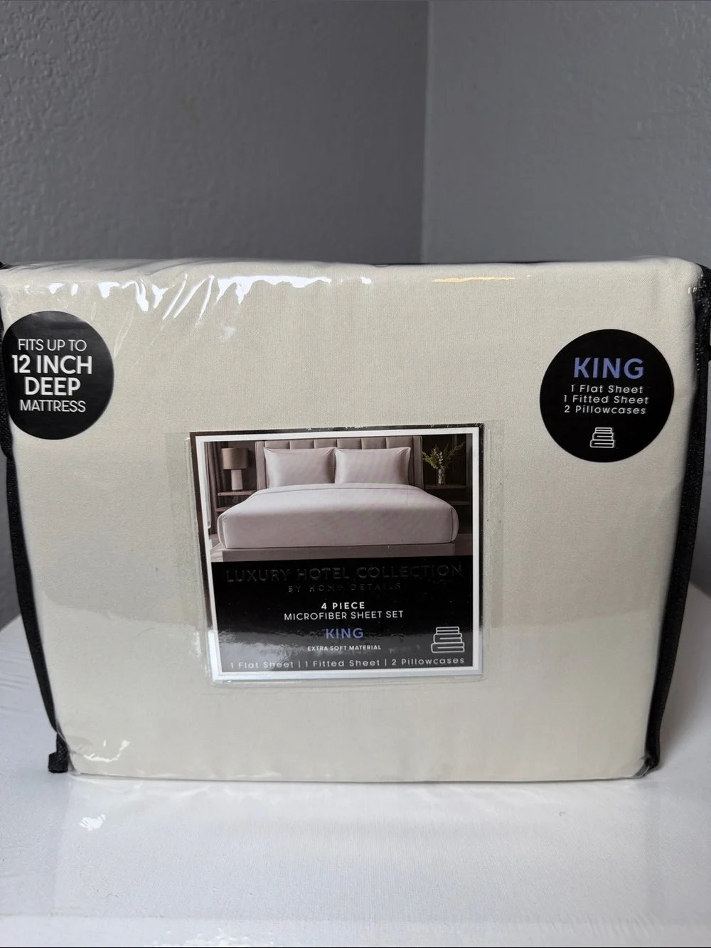 Hotel Collection King Sheet Set in Cream - 4-Piece Microfiber